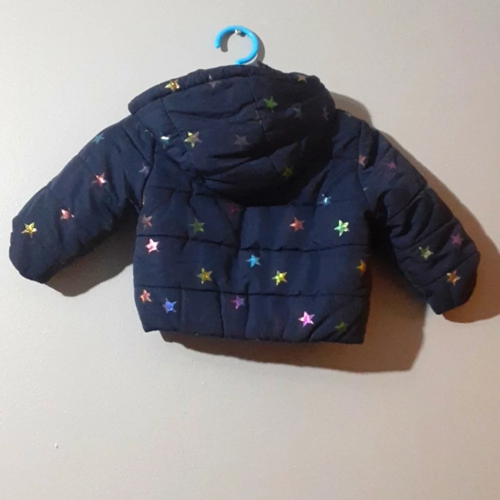 Stella McCartney Kids Navy Textured Jacket Quilted Zip Up Stars Design 3M - Picture 2 of 5